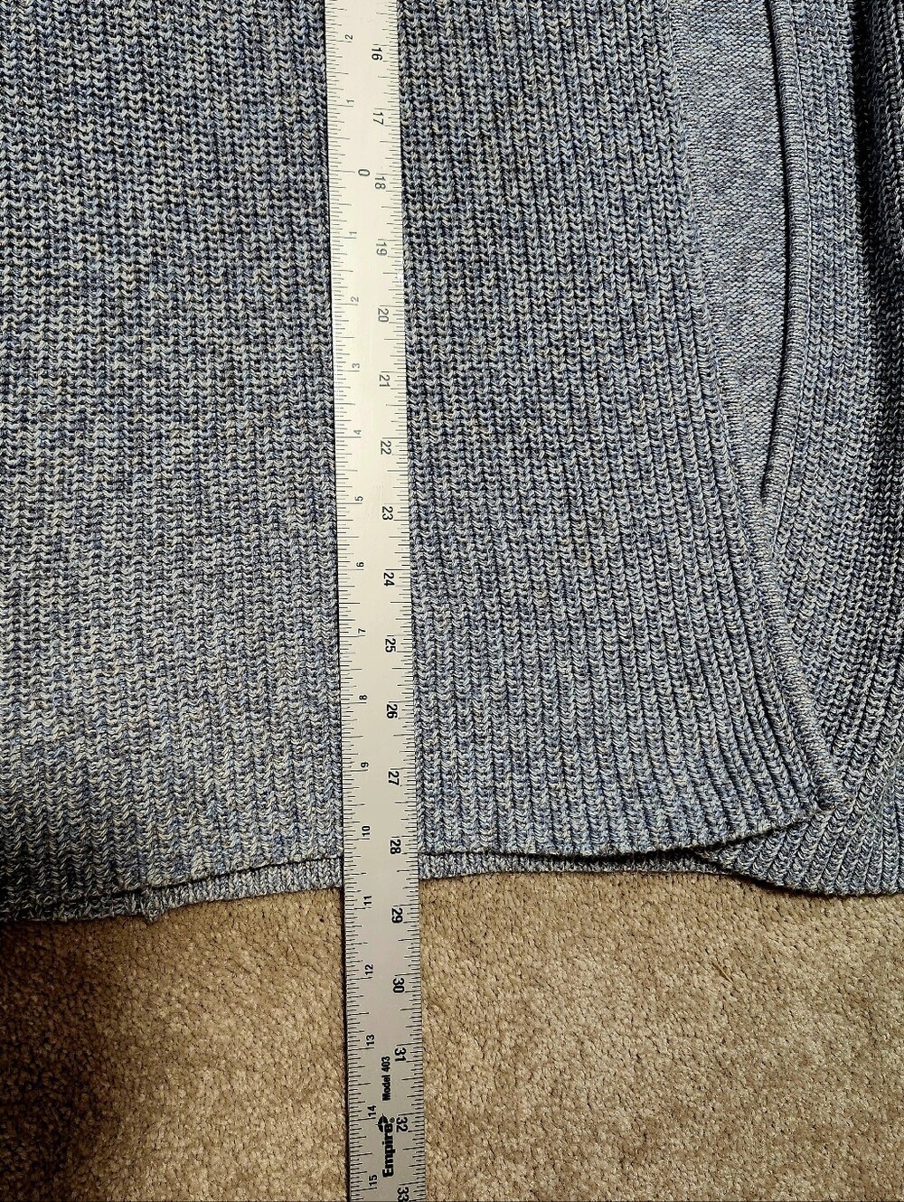 NWT  L.L.Bean Cardigan Sweater Womens L Heathered Blue 100%  Cotton Open Front - Picture 7 of 8